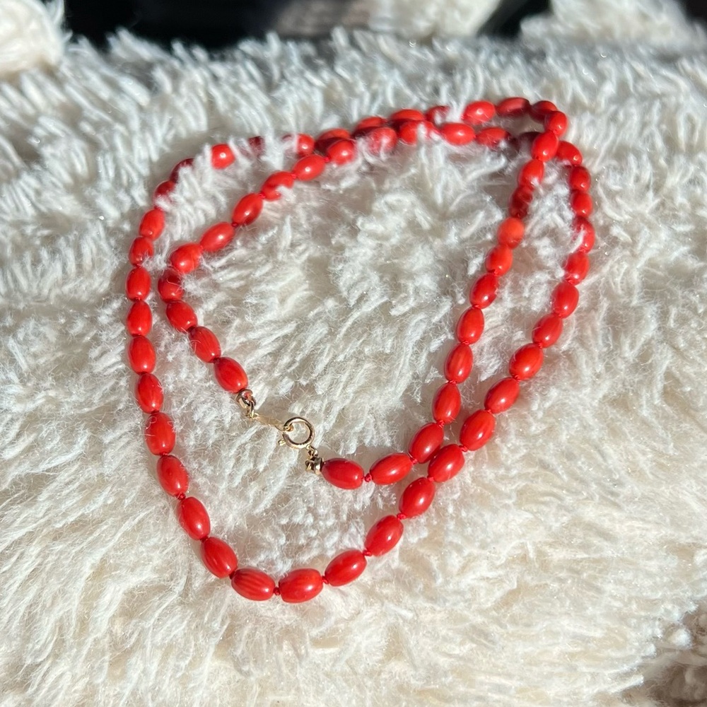 Vtg 14K Red Coral Necklace